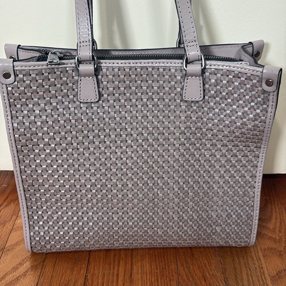 Patricia Nash Leather Ava Medium Woven Tote Stone - Picture 3 of 16